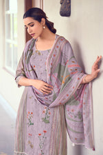 Load image into Gallery viewer, Lavender Pure Cotton Embroidery Digital Print Fancy Salwar Suit
