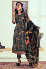 Load image into Gallery viewer, Black Pure Muslin Silk Jacquard Digital Print Designer Salwar Kameez
