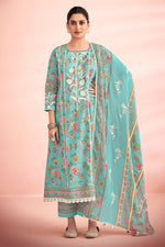 Load image into Gallery viewer, Cotton Hand Block Print Daily Wear Salwar Kameez In Cyan Color