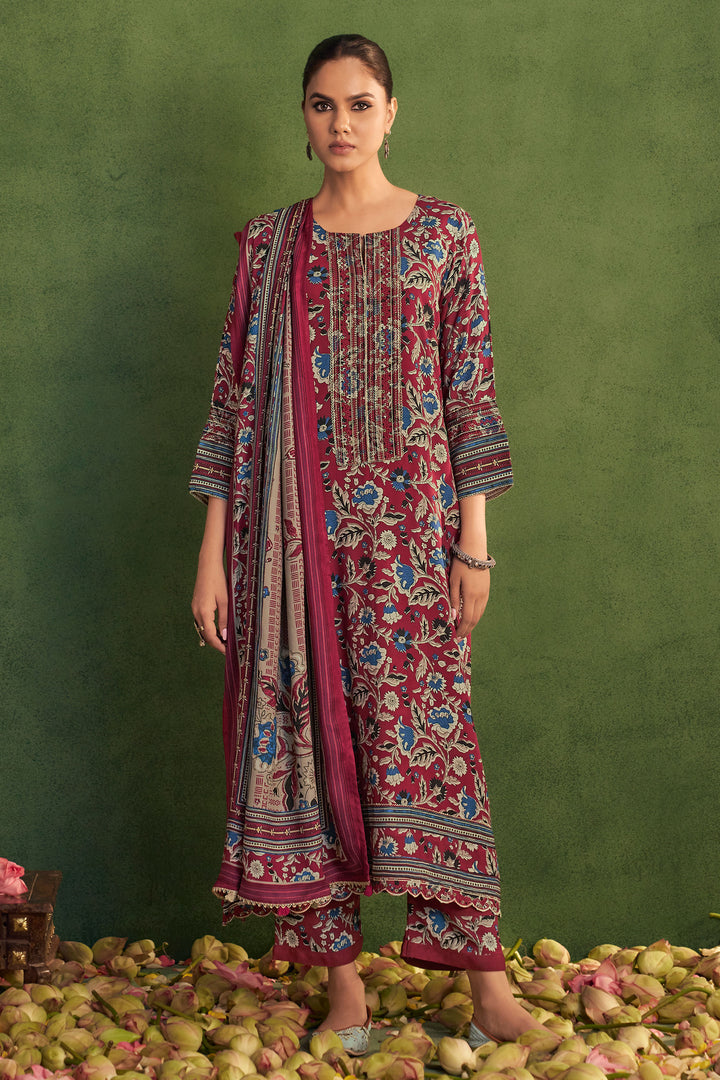 Pure Pashmina Digital Print Long Salwar Kameez