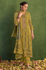 Load image into Gallery viewer, Mustard Pure Pashmina Digital Print Long Dress
