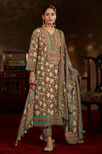 Load image into Gallery viewer, Brown Premium Corduroy Digital Print Casual Suit

