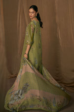 Load image into Gallery viewer, Green Pure Bemberg Silk Digital Print Designer Long Salwar Suit
