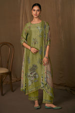 Load image into Gallery viewer, Green Pure Bemberg Silk Digital Print Designer Long Salwar Suit
