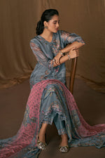 Load image into Gallery viewer, Pure Bemberg Silk Grey Digital Print Designer Long Salwar Suit
