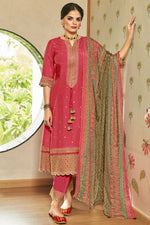 Load image into Gallery viewer, Pink Pure Russian Silk Gold Print Designer Long Suit