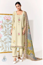 Load image into Gallery viewer, Premium Mal Chanderi Embroidered Straight Cut Salwar Kameez