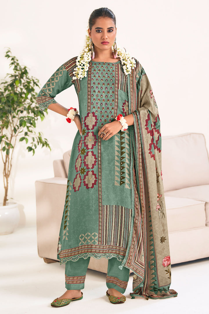 Pure Bemberg Silk Digital Print Salwar Kameez