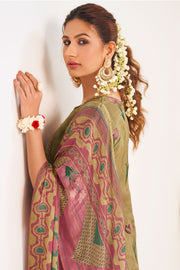 Beige Pure Bemberg Silk Digital Print Dress