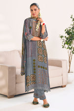 Load image into Gallery viewer, Pure Bemberg Silk Digital Print Salwar Kameez In Grey Colour
