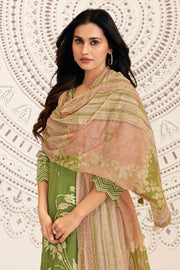 Pure Linen Jacquard Embroidered Salwar Kameez With Handwork