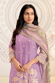 Designer Pure Linen Jacquard Suit With Hand Embroidery