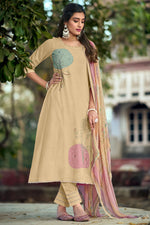 Load image into Gallery viewer, Beige Pure Cotton Digital Print  With Hand Work Salwar Suit

