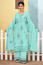 Load image into Gallery viewer, Elegant Lino Cotton Embroidered Straight Cut Salwar Kameez