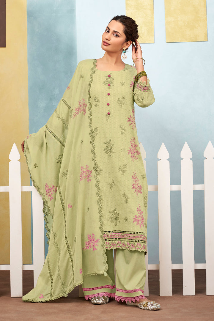 Designer Lino Cotton Straight Cut Palazzo Salwar Suit