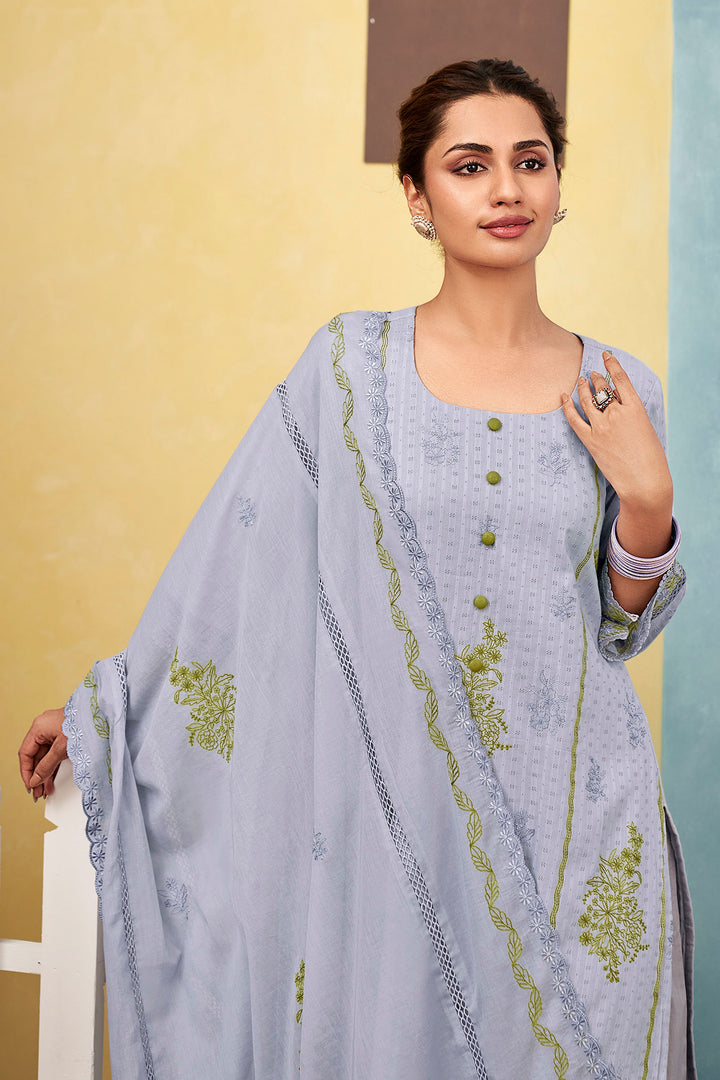 Stylish Cotton Embroidered Palazzo Salwar Kameez