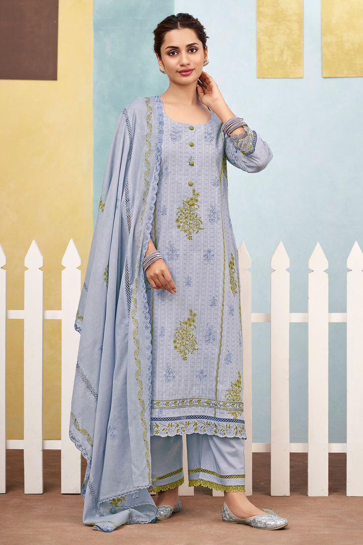 Stylish Cotton Embroidered Palazzo Salwar Kameez