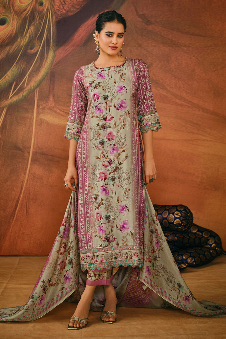 Pink Pure Moga Silk Digital Print Casual Dress