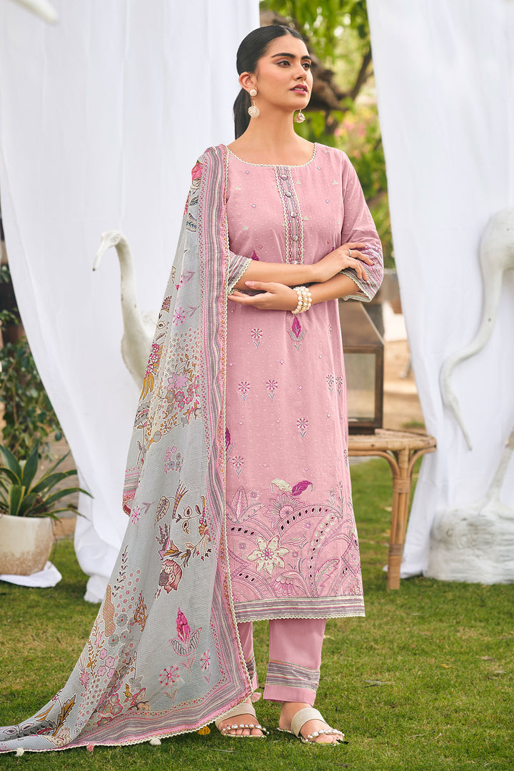 Pure Cotton Butti Embroidered Straight Cut Salwar Kameez