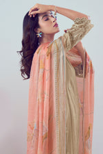 Load image into Gallery viewer, Beige Color Pure Cotton Block Print With Embroidery Work Salwar Suit
