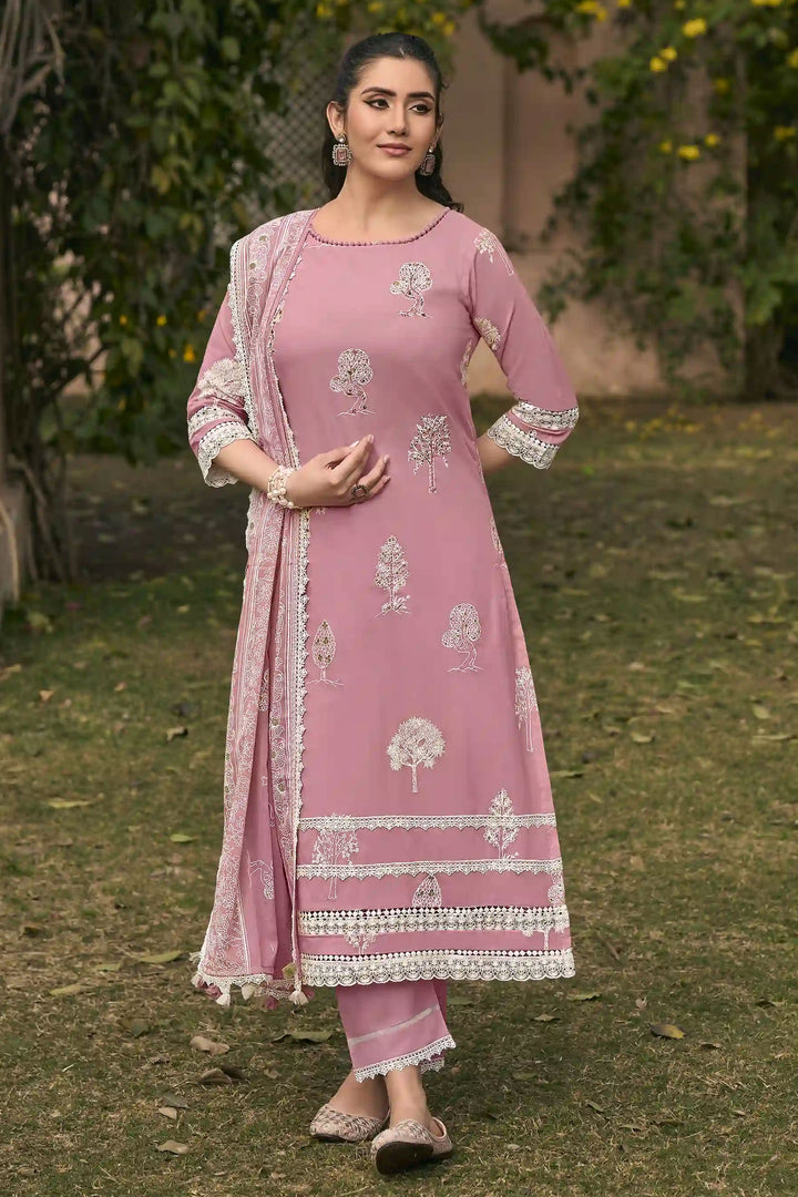 Pink Pure Cotton Hand Block Printed Straight Cut Salwar Kameez