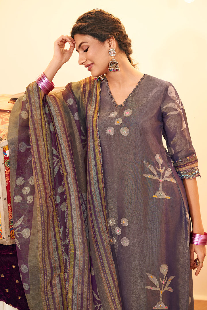 Pure Tissue Hand Batik Print Designer Salwar Kameez