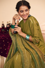 Load image into Gallery viewer, Green Pure Tissue Hand Batik Print Designer Salwar Suit
