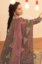 Load image into Gallery viewer, Brown Pure Tissue Hand Batik Print Designer Suit
