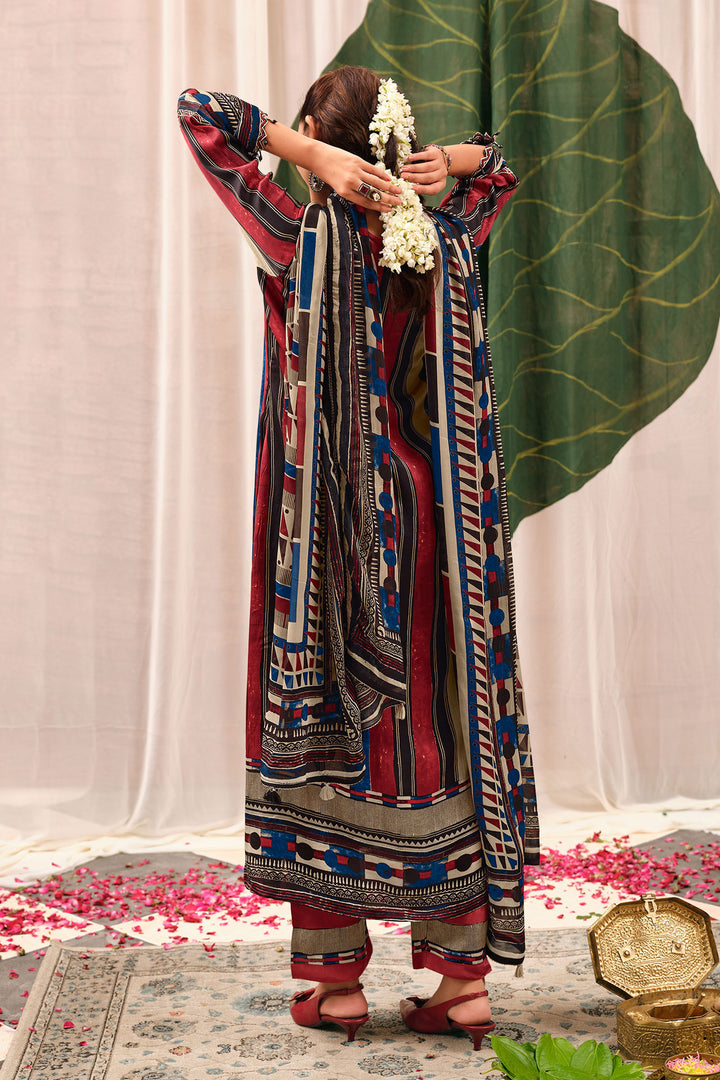 Premium Kutch Satin Ajrak Print Festive Wear Salwar Suit