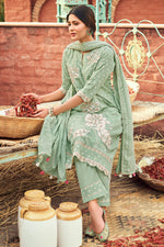 Load image into Gallery viewer, Sea Green Pure Cotton Block Print Salwar Kameez
