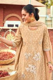 Light Brown Pure Cotton Block Print Salwar Suit