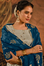 Load image into Gallery viewer, Beige Tissue Jacquard With Embroidered Designer Dress
