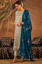 Load image into Gallery viewer, Beige Tissue Jacquard With Embroidered Designer Dress
