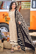 Load image into Gallery viewer, Beige Pure Cotton Khadi Block Print With Embroidery Work Long Suit
