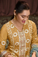 Load image into Gallery viewer, Coffee Color Pure Moga Silk Embroidery And Batik Print Long Dress
