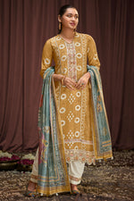 Load image into Gallery viewer, Coffee Color Pure Moga Silk Embroidery And Batik Print Long Dress
