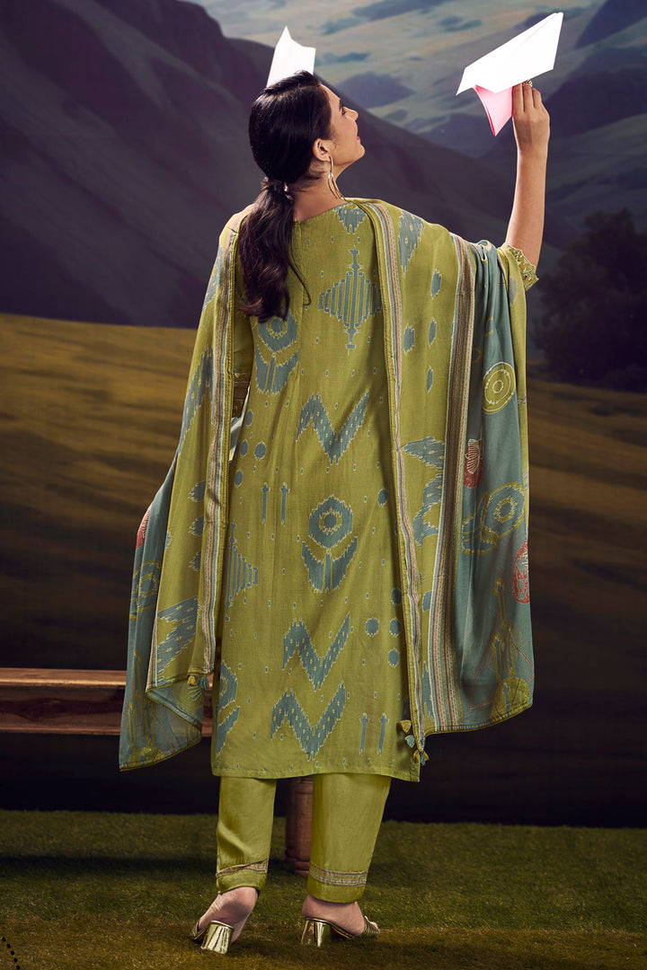 Pure Cotton Modal Checks Digital Print Straight Cut Suit