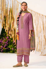 Load image into Gallery viewer, Premium Muslin Silk Checks Embroidered Ethnic Salwar Suit With Digital Print Dupatta
