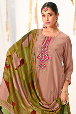 Load image into Gallery viewer, Bemberg Muslin Silk Checks Casual Wear Embroidered Salwar Kameez