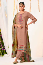 Load image into Gallery viewer, Bemberg Muslin Silk Checks Casual Wear Embroidered Salwar Kameez