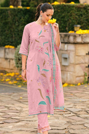 Elegant Linen Embroidered Daily Wear Salwar Kameez