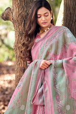 Load image into Gallery viewer, Pink Pure Muga Silk Embroidery And Batki Print Designer Salwar Suit
