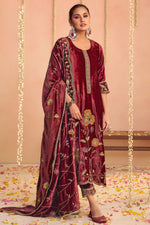 Load image into Gallery viewer, Pure Viscose Velvet With Embroidery Work Designer Salwar Kameez
