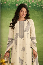 Load image into Gallery viewer, Elegant Off White Cotton Jacquard Straight Cut Salwar Suit