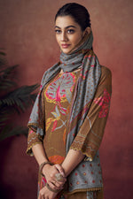 Load image into Gallery viewer, Brown Pure Pashmina Digital Print Casual Salwar Kameez
