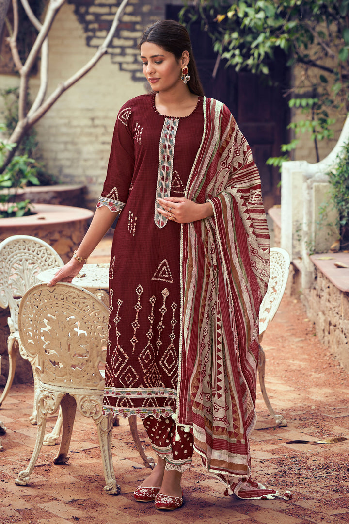 Pure Kota Checks Hand Block Print Salwar Kameez