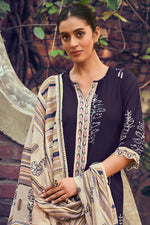 Load image into Gallery viewer, Navy Blue Pure Kota Checks Hand Block Print Salwar Kameez
