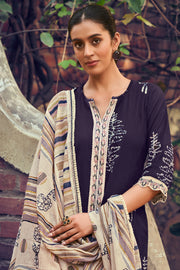 Navy Blue Pure Kota Checks Hand Block Print Salwar Kameez