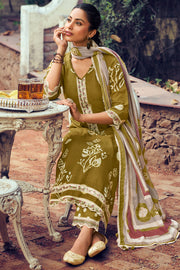 Green Pure Kota Checks Hand Block Print Salwar Suit