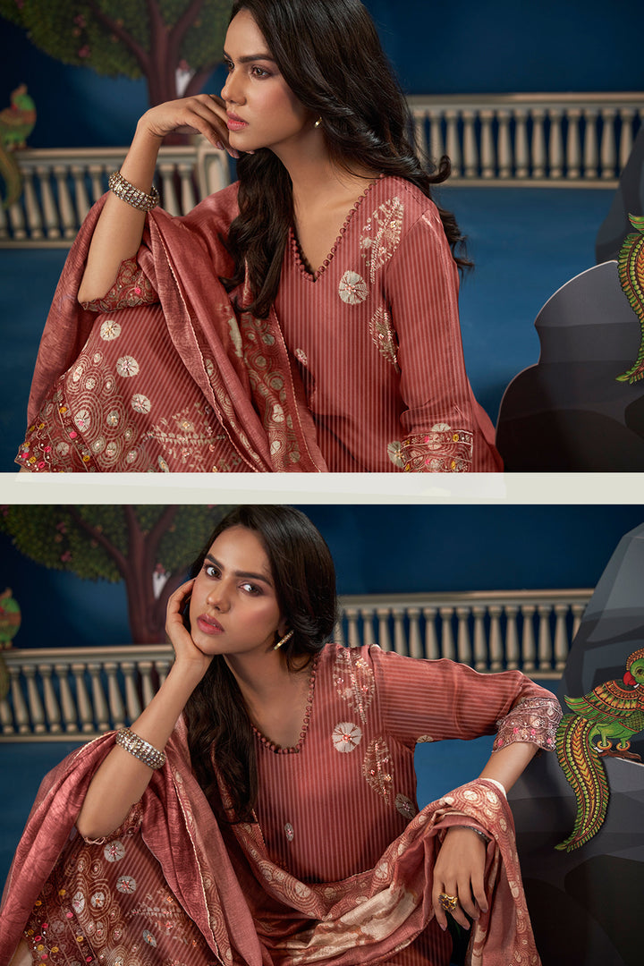 Maroon Pure Premium Corduroy Digital Print Salwar Suit